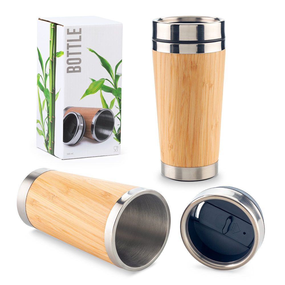 Mug Metalico Con Bamboo 500Ml